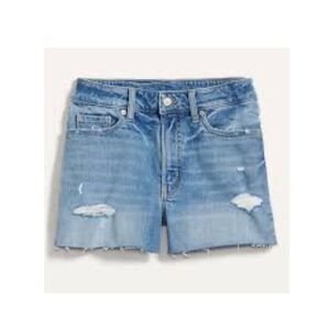 Old Navy Women's High-Waisted OG Jean Shorts 3-inch inseam ripped medium wash 12